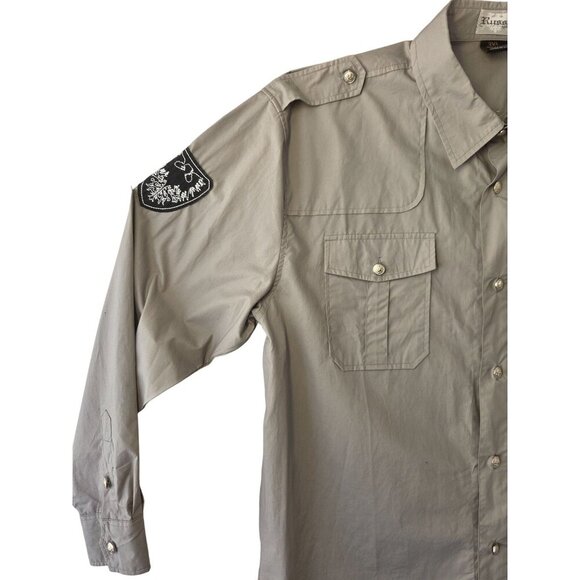 Russo Spirit Shirt Men 3XL Gothic Crest Wing Graphic Btn Up Y2K Affliction Style - Picture 4 of 12